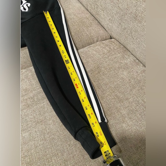 Black/White Adidas Mens Essentials 3-Stripes Pullover Hoodie Sz LG - Picture 4 of 5